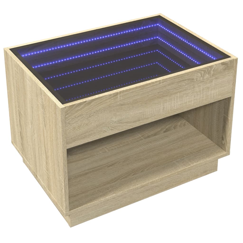 Soffbord Sonoma Ek med Infinity LEDs 70x50x50 cm