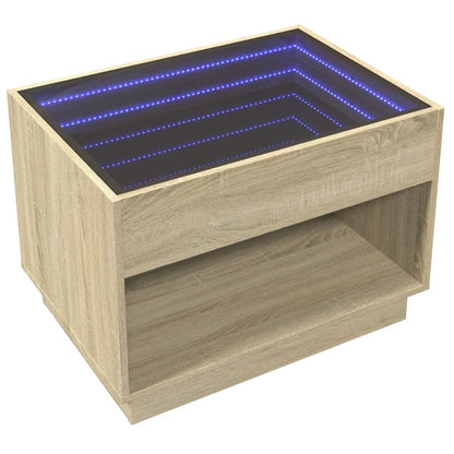 Soffbord Sonoma Ek med Infinity LEDs 70x50x50 cm