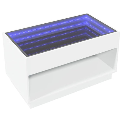Soffbord Vit med Infinity LEDs 90x50x50 cm