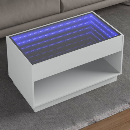 Soffbord Vit med Infinity LEDs 90x50x50 cm