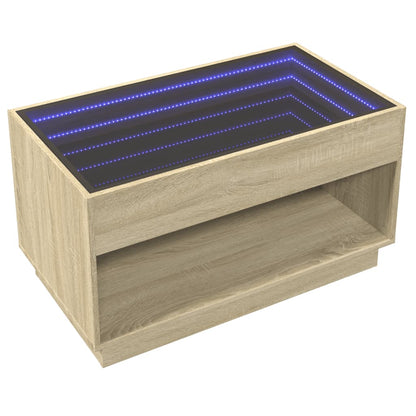 Soffbord Sonoma Ek med Infinity LEDs 90x50x50 cm