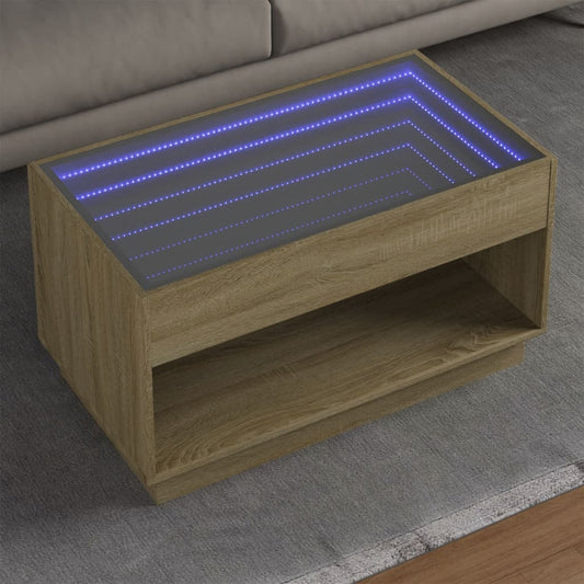 Soffbord Sonoma Ek med Infinity LEDs 90x50x50 cm