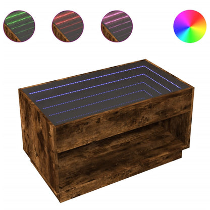 Soffbord Rökfärgad Ek med Infinity LEDs 90x50x50 cm