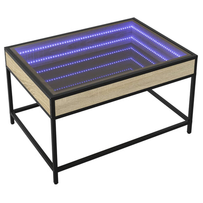 Soffbord Sonoma Ek med Infinity LEDs 70x50x41 cm