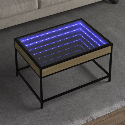 Soffbord Sonoma Ek med Infinity LEDs 70x50x41 cm