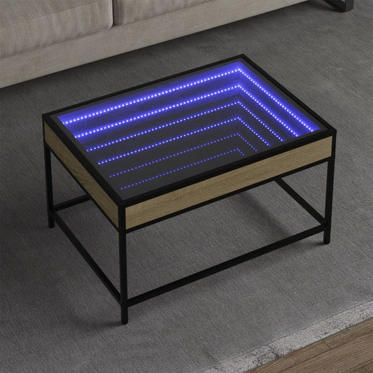 Soffbord Sonoma Ek med Infinity LEDs 70x50x41 cm