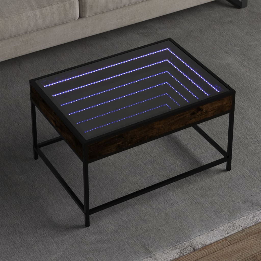Soffbord Rökfärgad Ek med Infinity LEDs 70x50x41 cm