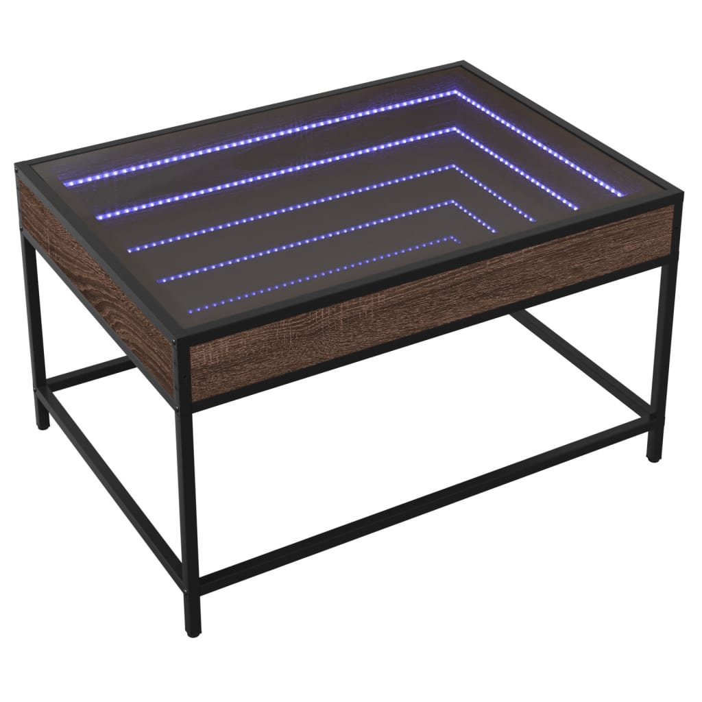 Soffbord Brun Ek med Infinity LEDs 70x50x41 cm