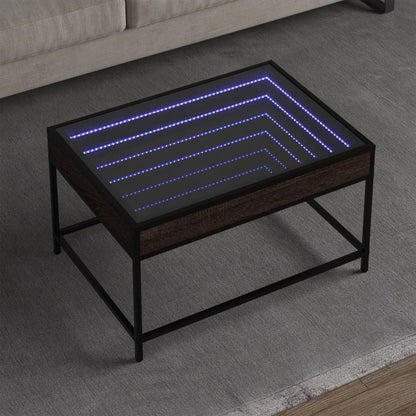 Soffbord Brun Ek med Infinity LEDs 70x50x41 cm