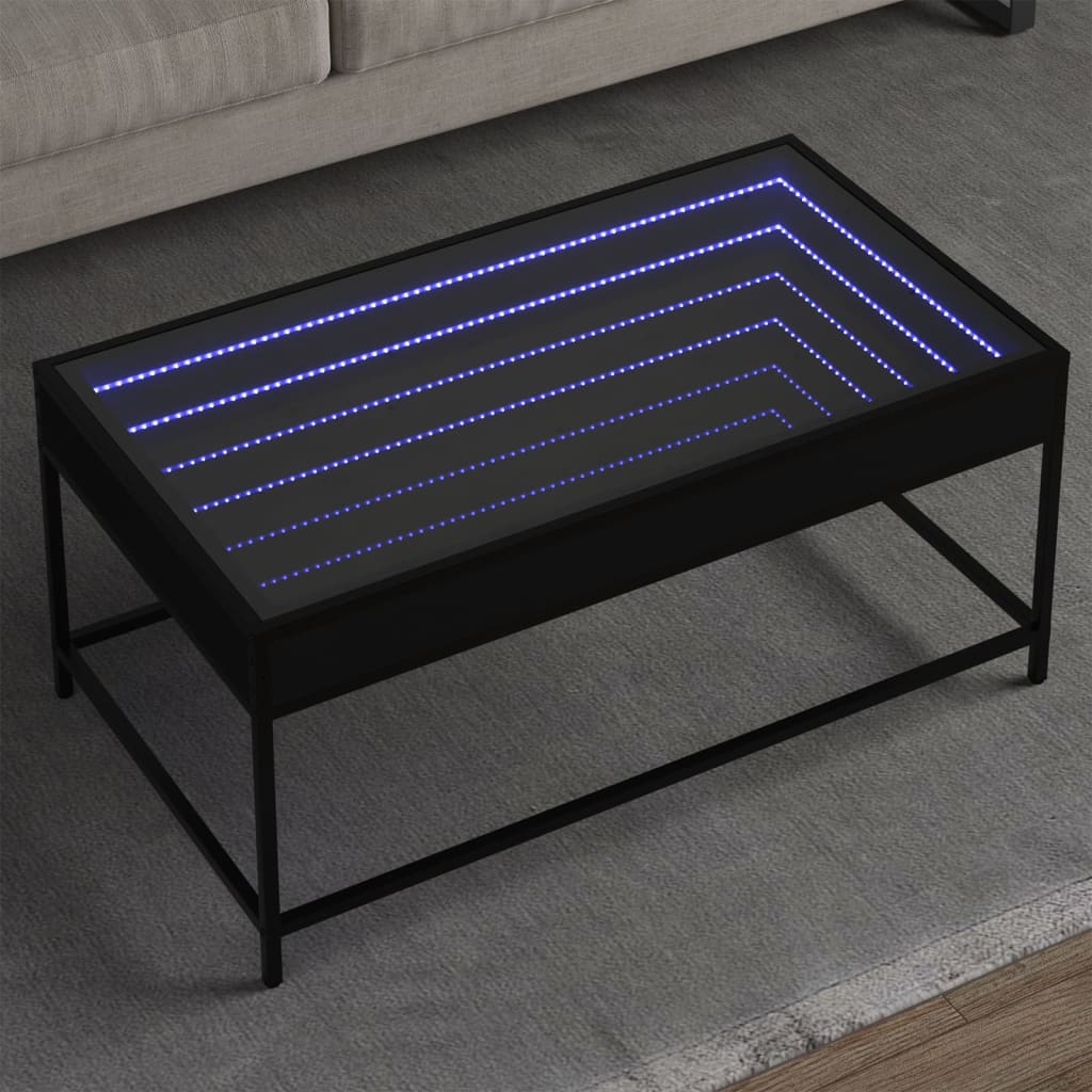 Soffbord Svart med Infinity LEDs 90x50x41 cm