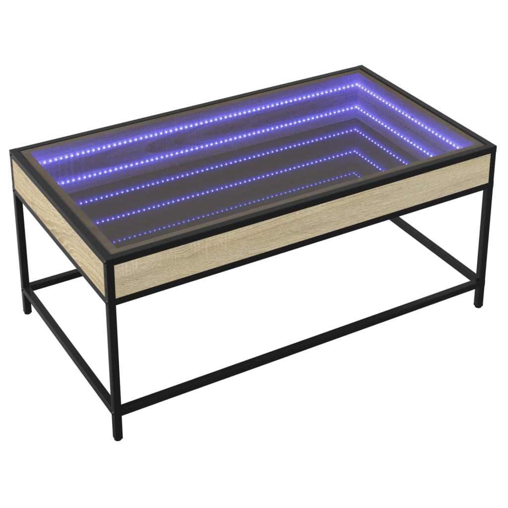 Soffbord Sonoma Ek med Infinity LEDs 90x50x41 cm