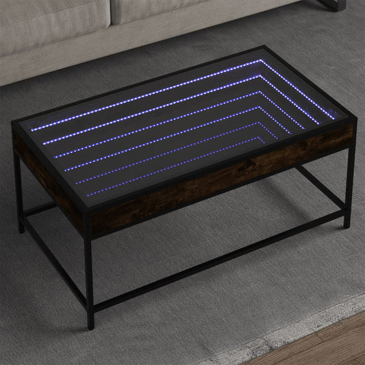 Soffbord Rökfärgad Ek med Infinity LEDs 90x50x41 cm