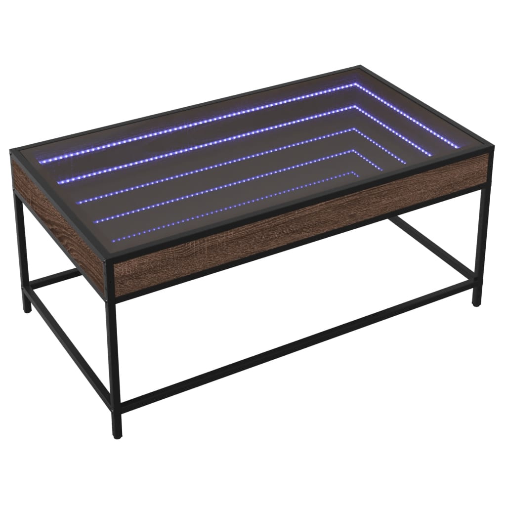 Soffbord Brun Ek med Infinity LEDs 90x50x41 cm