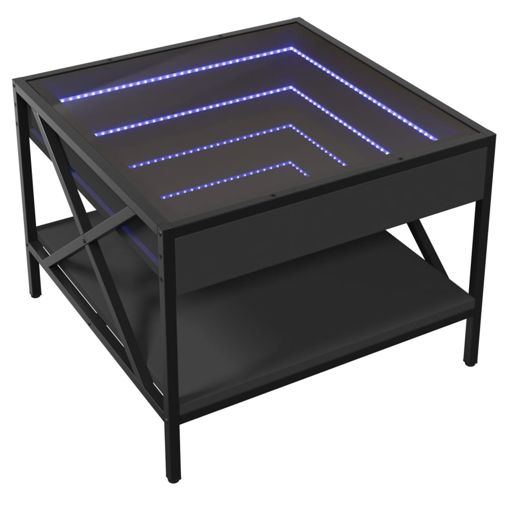 Soffbord Svart med Infinity LEDs 50x50x38 cm