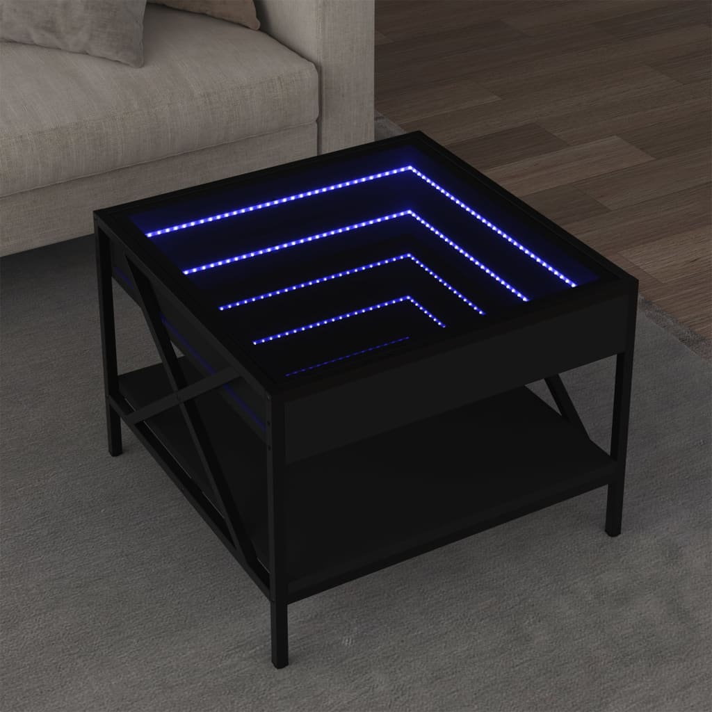 Soffbord Svart med Infinity LEDs 50x50x38 cm