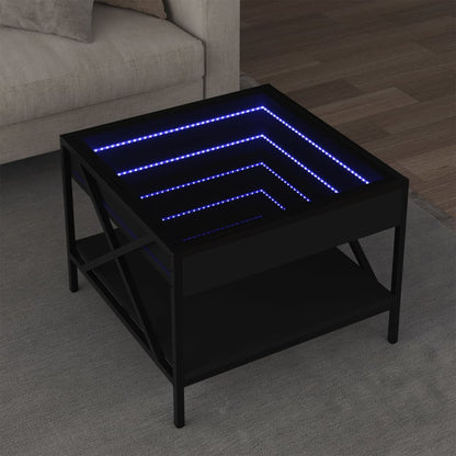 Soffbord Svart med Infinity LEDs 50x50x38 cm