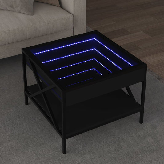 Soffbord Svart med Infinity LEDs 50x50x38 cm
