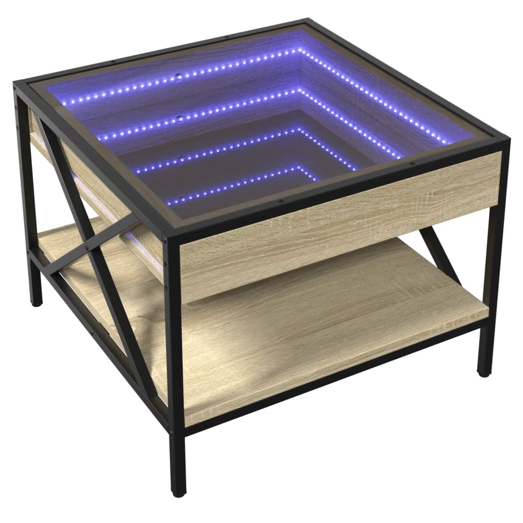 Soffbord Sonoma Ek med Infinity LEDs 50x50x38 cm