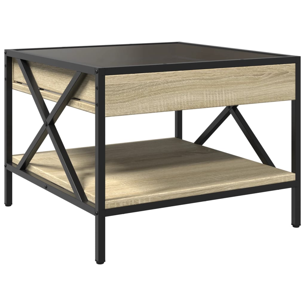 Soffbord Sonoma Ek med Infinity LEDs 50x50x38 cm