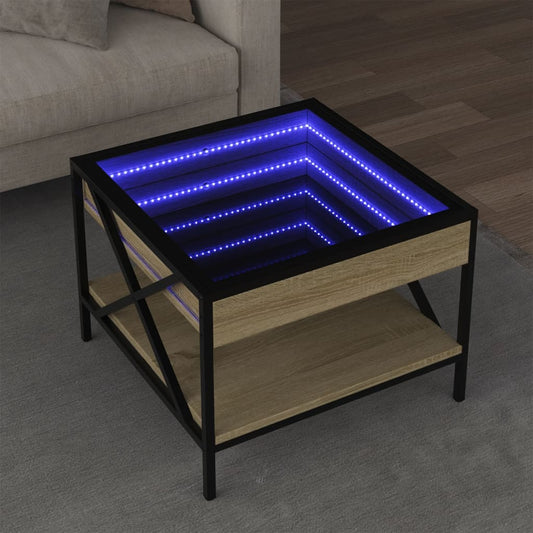 Soffbord Sonoma Ek med Infinity LEDs 50x50x38 cm