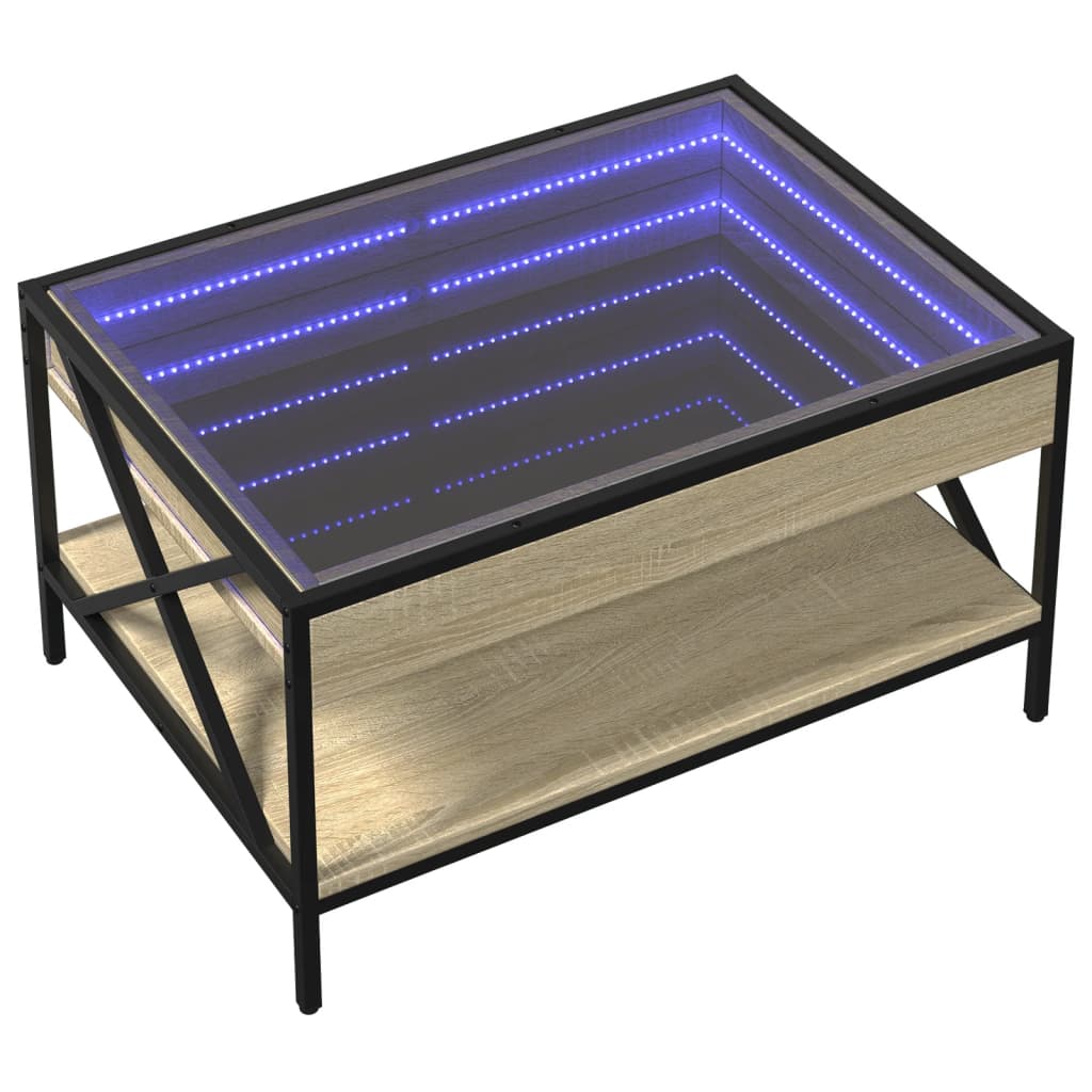 Soffbord Sonoma Ek med Infinity LEDs 70x50x38 cm