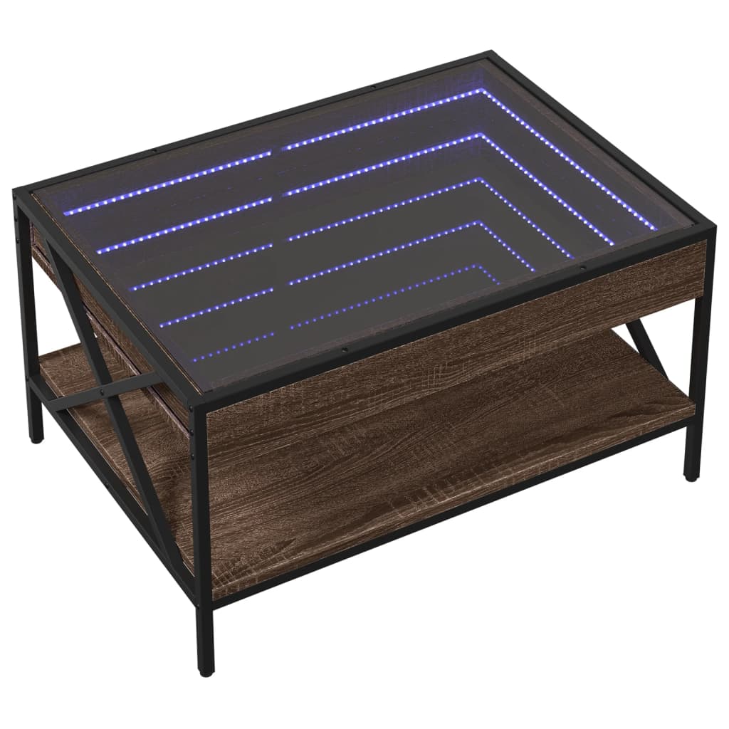 Soffbord Brun Ek med Infinity LEDs 70x50x38 cm
