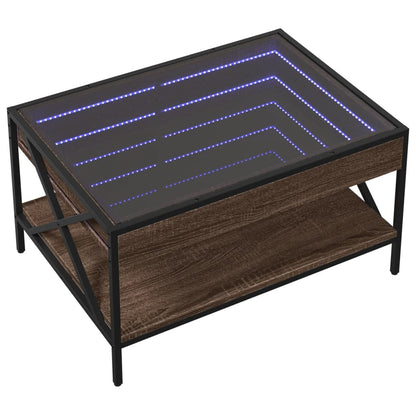 Soffbord Brun Ek med Infinity LEDs 70x50x38 cm