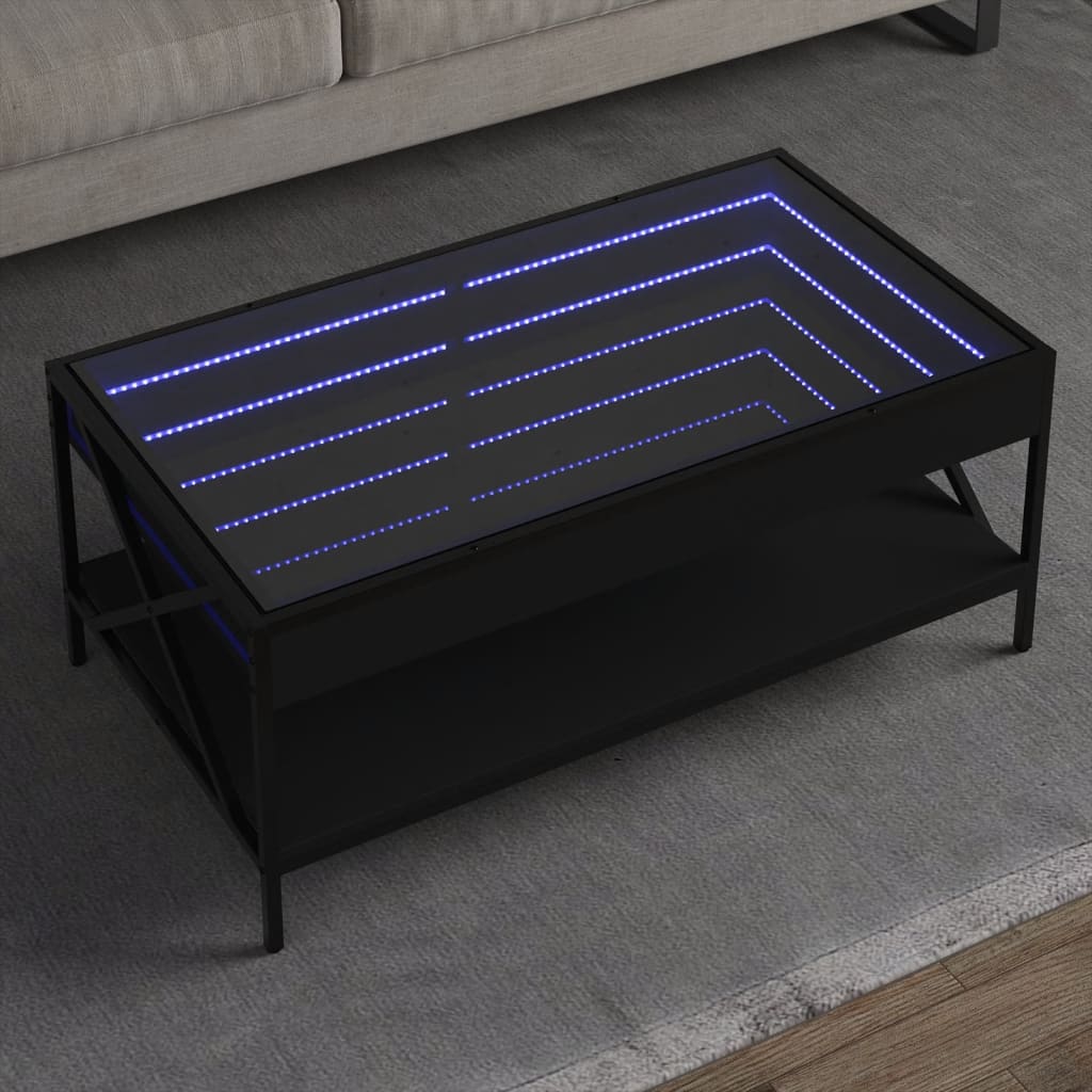 Soffbord Svart med Infinity LEDs 90x50x38 cm