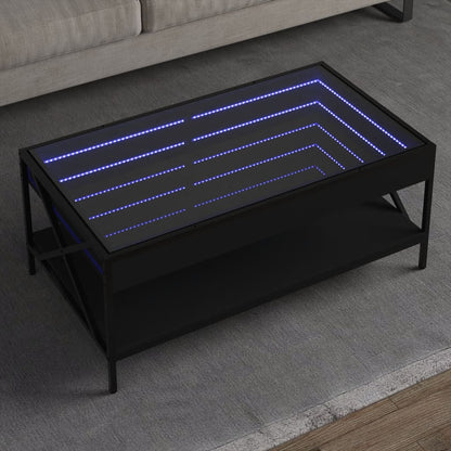 Soffbord Svart med Infinity LEDs 90x50x38 cm