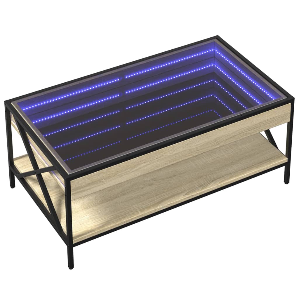 Soffbord Sonoma Ek med Infinity LEDs 90x50x38 cm