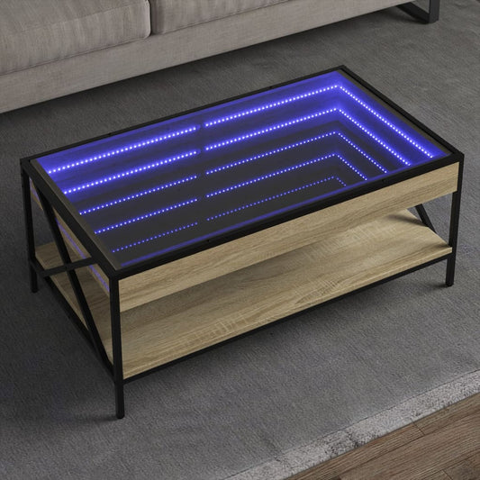 Soffbord Sonoma Ek med Infinity LEDs 90x50x38 cm