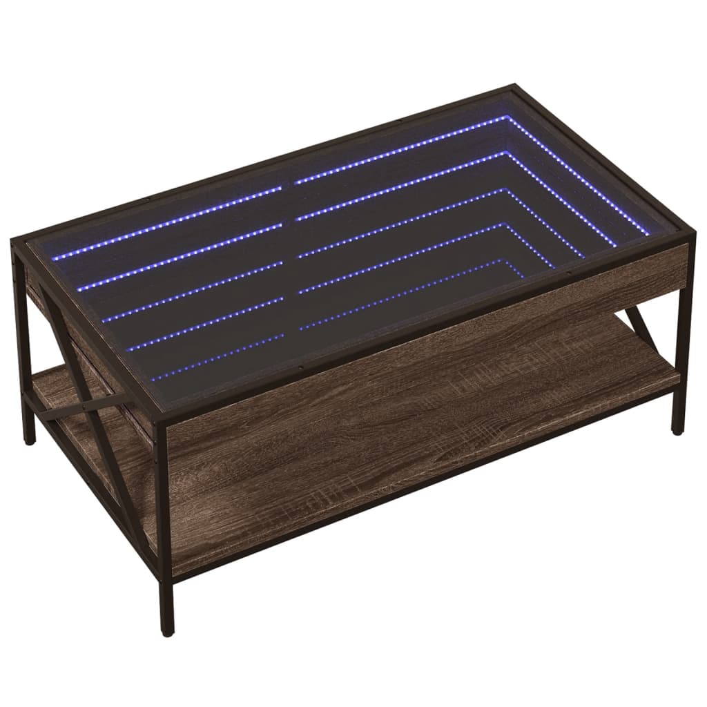 Soffbord Brun Ek med Infinity LEDs 90x50x38 cm