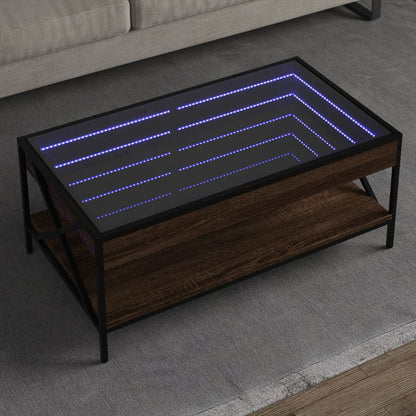 Soffbord Brun Ek med Infinity LEDs 90x50x38 cm