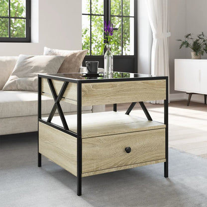 Soffbord Sonoma Ek med Infinity LEDs 50x50x51 cm