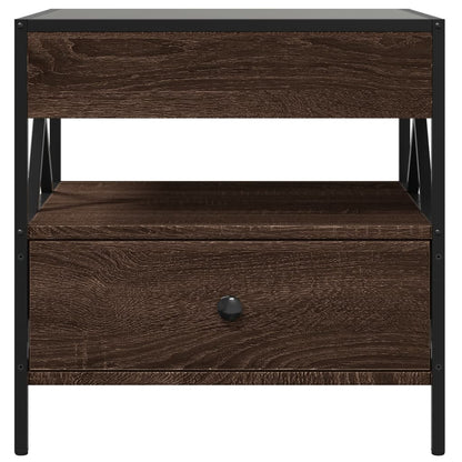 Soffbord Brun Ek med Infinity LEDs 50x50x51 cm