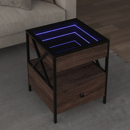 Soffbord Brun Ek med Infinity LEDs 40x40x51 cm