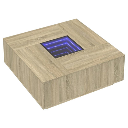 Soffbord Sonoma Ek med Infinity LEDs 100x100x40 cm
