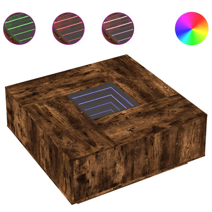 Soffbord Rökfärgad Ek med Infinity LEDs 100x100x40 cm