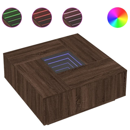 Soffbord Brun Ek med Infinity LEDs 100x100x40 cm