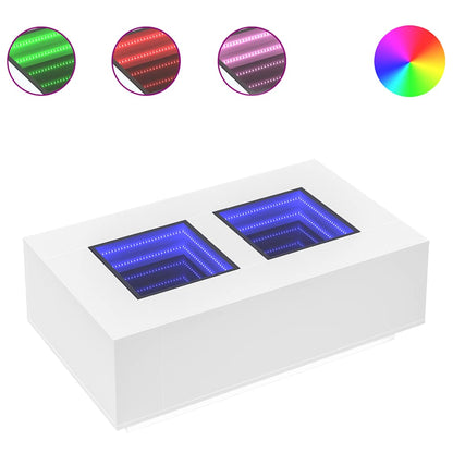 Soffbord Vit med Infinity LEDs 116x69x40 cm