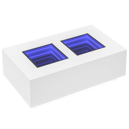 Soffbord Vit med Infinity LEDs 116x69x40 cm