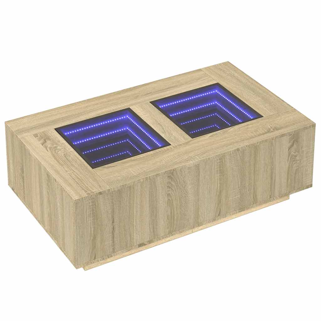 Soffbord Sonoma Ek med Infinity LEDs 116x69x40 cm