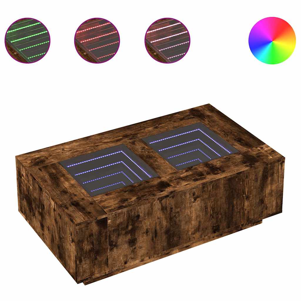 Soffbord Rökfärgad Ek med Infinity LEDs 116x69x40 cm