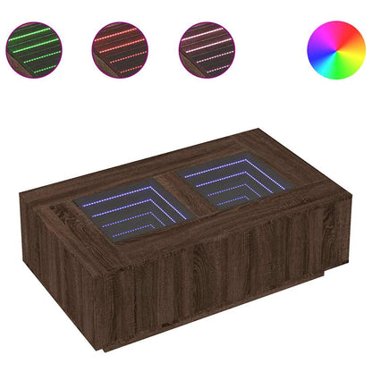 Soffbord Brun Ek med Infinity LEDs 116x69x40 cm