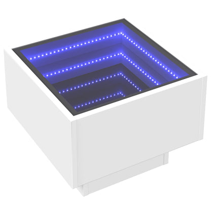 Sängbord med Infinity LEDs vit 40x40x30 cm