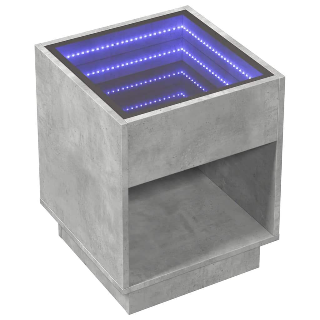 Sängbord Nattduksbord Betonggrå Nattduksbord med Infinity LEDs 40x40x50 cm