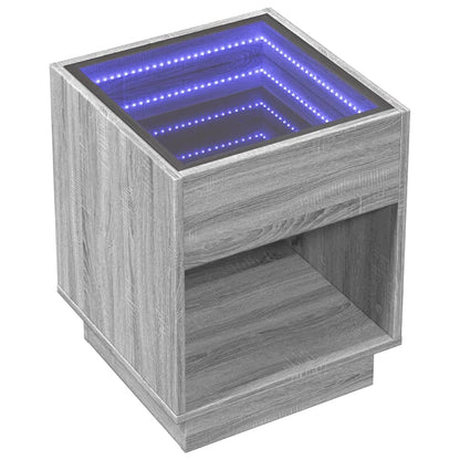 Sängbord Nattduksbord Sonoma Grå med Infinity LEDs 40x40x50 cm