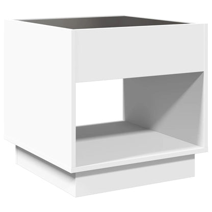 Sängbord Nattduksbord Vit med Infinity LEDs 50x50x50 cm