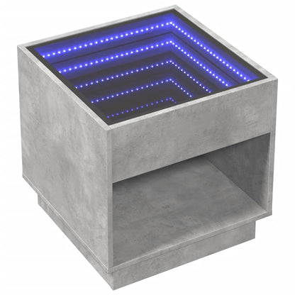 Sängbord Nattduksbord Betonggrå Nattduksbord med Infinity LEDs 50x50x50 cm