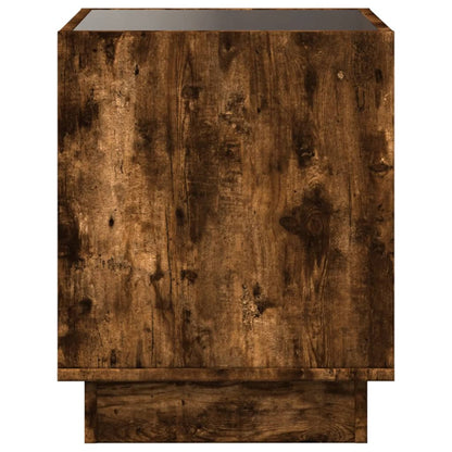 Sängbord Nattduksbord Rökfärgad Ek med Infinity LEDs 50x50x50 cm
